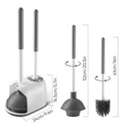 Toilet Bowl Brush And Plunger Combo  Cleaning Tools Set With Stand  White