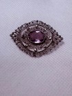 Antique 800 Silver Filigree Marcasite Brooch Art Nouveau Jugendstil Pin