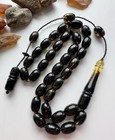Natural Baltic Amber 19g  Islamic Prayer Rosary 33 Barrel Beads Tasbih Pressed