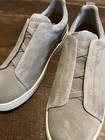 Zegna Suede Triple Stitch Sneakers In Grey   Size 10us