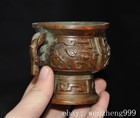 2 8 old China Ancient Dynasty Bronze Fengshui Beast Incense Burner Censer Statue