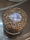 Rare Antiqu Rw s Wallace Victorian Jar Glass Sterling Repousse Delft Blue Enamel