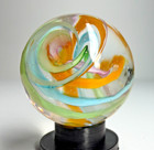 22mm Ai Helix Swirl Ribbon Handmade Art Glass Marble 7 8  Shooter   Stand
