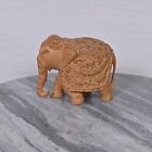 Vintage Small Wooden Hand Carved Elephant Statue Figurine Sculpture