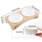 Double Bowl Dog Cat Feeder Bamboo Elevated Stand Raised Dish Feeding Food Water