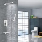 Shower Faucet Set System 12  Rain Head Combo Kit Mixer Valve Wall Mount Chrome