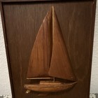 Handmade Antique Wood Nautical Sailboat Plaque Wall Art 12x9 In Carvings