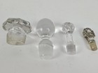 Antique Lot 4 Carafe Decanter Perfume Bottle Glass   Metal Stopper Top Tops