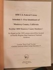 1850 U s  Federal Census Schedule I - Free Inhabitants Of Monterey County  Ca