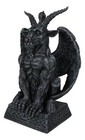 Gothic Sabbatic Goat Winged Baphomet Gargoyle Crouching On Pedestal Figurine