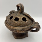 Vintage Dragon Serpent Metal Brass Cone Incense Burner