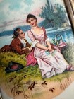 Vintage Zell Celluloid Compact Powder Rouge Mirror 5th Avenue Courtship Scene