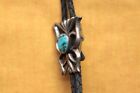 Vintage Hand Made Sterling Silver Cast Native American Turquoise Bolo Tie