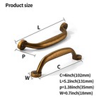 10 Pack 4 Inch Hole Center Antique Brass Vintage Aged Old Cabinet Pulls - Hea   