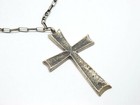 Vintage Large Silver Sand Cast Cross Hand Wrought Chain Link Necklace  22 