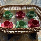Vintage Set Of 6 Senegal Fine China Leaf Demitasse Cups   Saucers