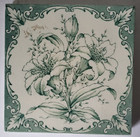 Classic Original Vintage Victorian Green Floral Design Ceramic Tile 6  Sq