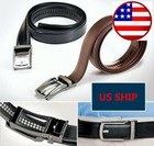 Us 28   -48    Men s Click Lock Belt Leather Automatic Buckle Lock Durable Belt