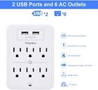 Powrui Surge Protector  Usb Wall Outlet Splitter 6 Outlets 2 Usb For Home Office