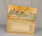 Vintage Soviet Era Wooden Trinket Box - Hand-painted Scenery   Carvings
