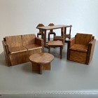 Vintage Handmade Doll House Miniature Wooden Furniture 9 Piece Lot 1 12