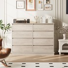 Dresser For Bedroom With 8 Drawer  wide Wood Chest Of Drawers  storage Dresser