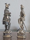 Pair Of Large Antique German Sterling Silver And 800 Silver Knights 