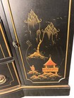 Vtg Drexel Asian oriental Black   Gold Curved Glass Front China Cabinet 6 Door