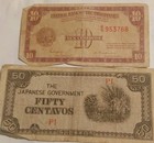 Central Bank Of The Philippines 10 Centavos Circulated   Japan 50 Centavos Note