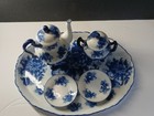 Vintage Miniature Porcelain Tea Set Features A Classic Blue And White Floral   