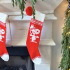 Vintage 1958 Hallmark Peanuts Snoopy Knit Christmas Stocking Red   White Pom Pom