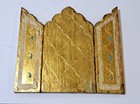 Vintage Madonna Child Angels Tryptich Gold Gilded Religious Picture