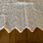 Handmade Crochet Blanket Throw Peach White Chevron Afghan Home Granny Cotagecore