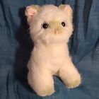 Vtg Russ Yomiko Collection Plush Sitting Cat 7  Cream Green Fur Blue   Grey Eyes