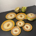12 Pc Vintage Tin Childs Metal Toy Dishes Tea Set Da18