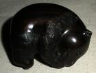 Antique Japanese Netsuke Carved Wood Bear Eating A Leaf Signed By Artist Vafo