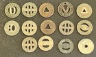 Lot Of 14  Local Fare Transit Tokens  small Size  Incl Four 1924 Honolulu  Hi 