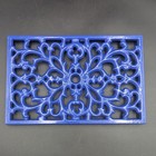 Cobalt Blue Rectangular Heavy Cast Iron Trivet Footed Wall Hanging 9 5 X 6 Inch
