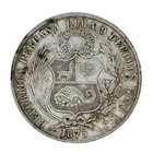 1875 Yj Peru 1 Sol Silver Coin Ef Lima Mint