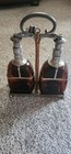 Vintage Royal Daalderop Pewter And Amber Decanters rare Set