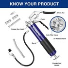 Workpro Grease Gun Kit  6000psi Heavy Duty Grease Gun With 18inch Flexible Hose