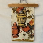 Vintage Linen Blend Kitchen Tea Towel Fruit Coffee Pot Harvest Print Mid Century