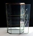 Vintage Brass   Glass Curio Cabinet Display Case Etched Wheat Floral 16x9 25 