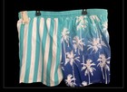 New Men   s Above The Knee 6    Swimming Trunks Stripes   Palm Trees Sz 3xl 48-50