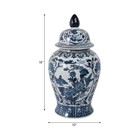 18 25 In  Blue Ceramic Chinoiserie Floral Decorative Jar