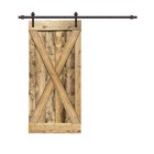 42 In X 84 In Weather Oak Stained X Barn Door W  Sliding  42 X 84
