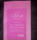 3 Victoria s Secret Pink Bonus Cards  20 Off  50   Mist lotion Coupons  10 1 -12