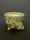 Vintage Playful Baby Elephant Planter W rich Green Glazed Ceramics  Adorable