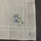 Vintage 1930s Linen Embroidered Blue Flowers White Wedding Hankie Handkerchief