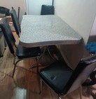 Vintage Mcm Diner Table With Black Chairs